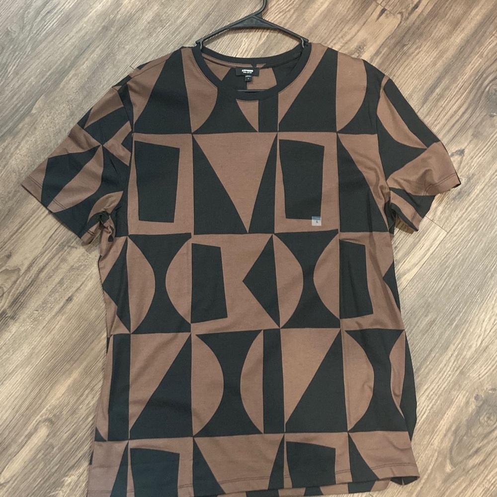Express Black and Brown Geometric Men's Tee